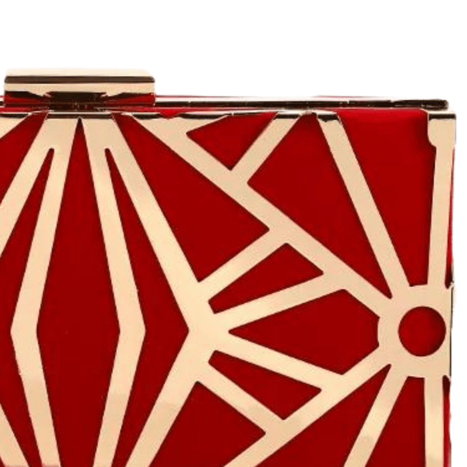 by JoAnn Clutch Handtasche aus Samt und Metall in Rot