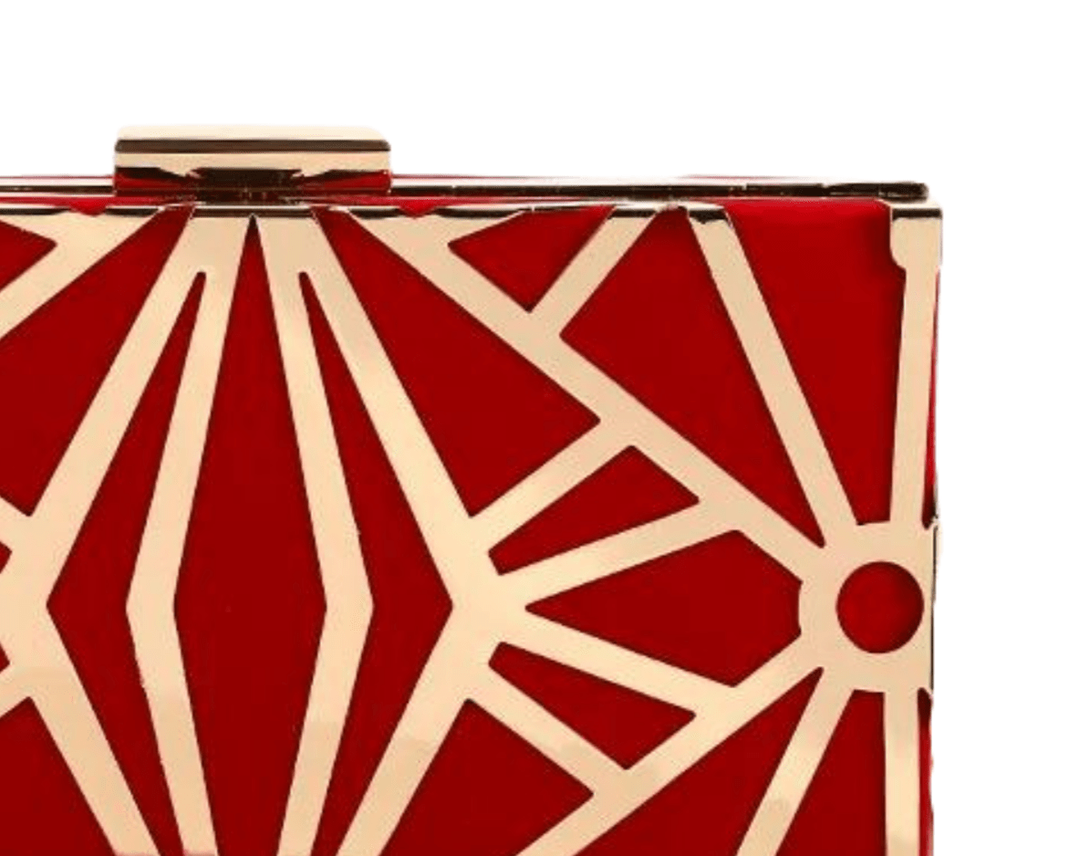 by JoAnn Clutch Handtasche aus Samt und Metall in Rot