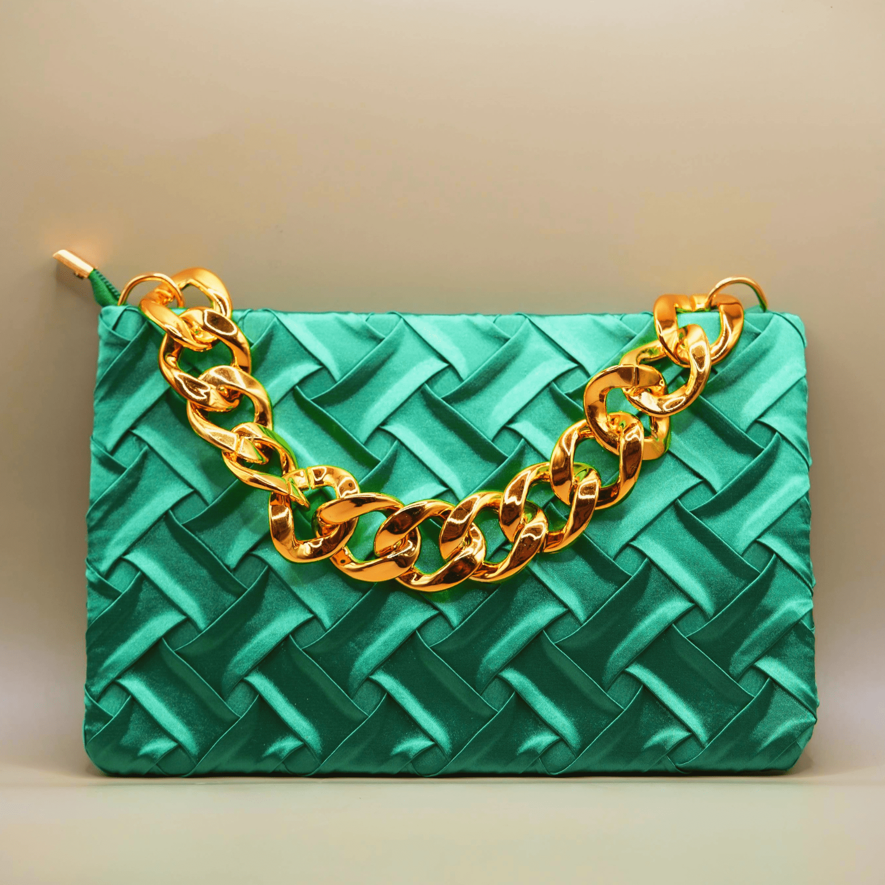 by JoAnn Clutch Handtasche geflochten in Grün