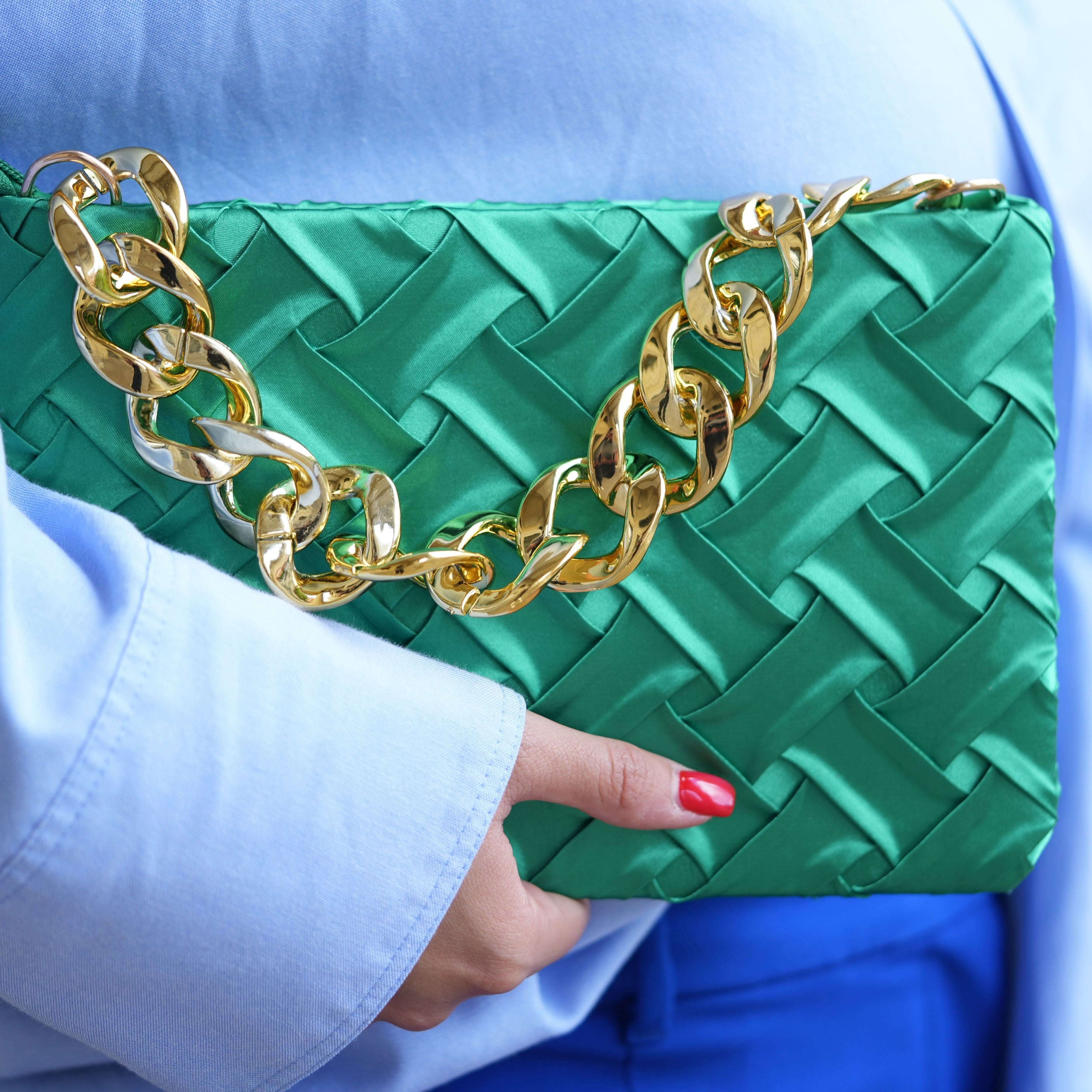 by JoAnn Clutch Handtasche geflochten in Grün