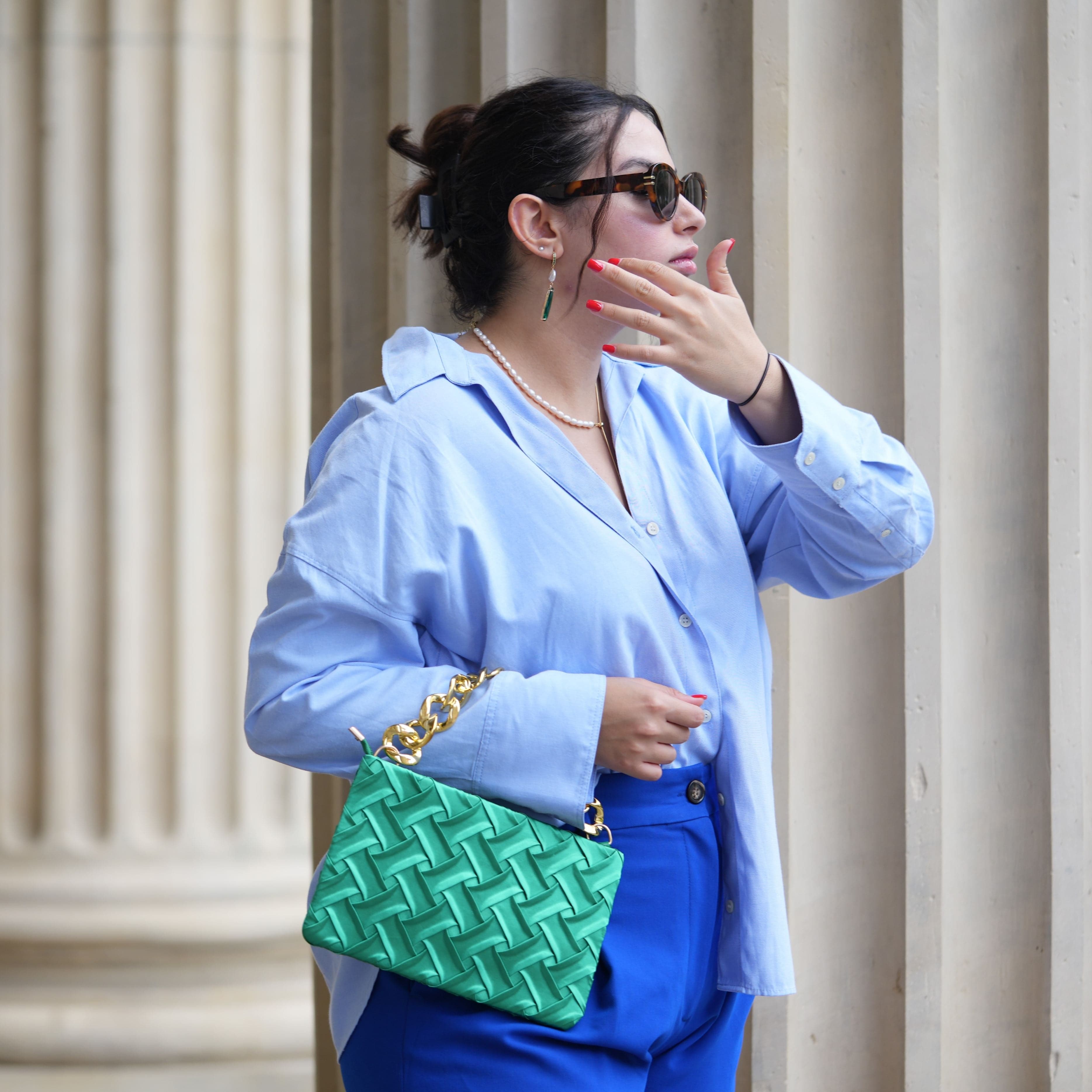 by JoAnn Clutch Handtasche geflochten in Grün