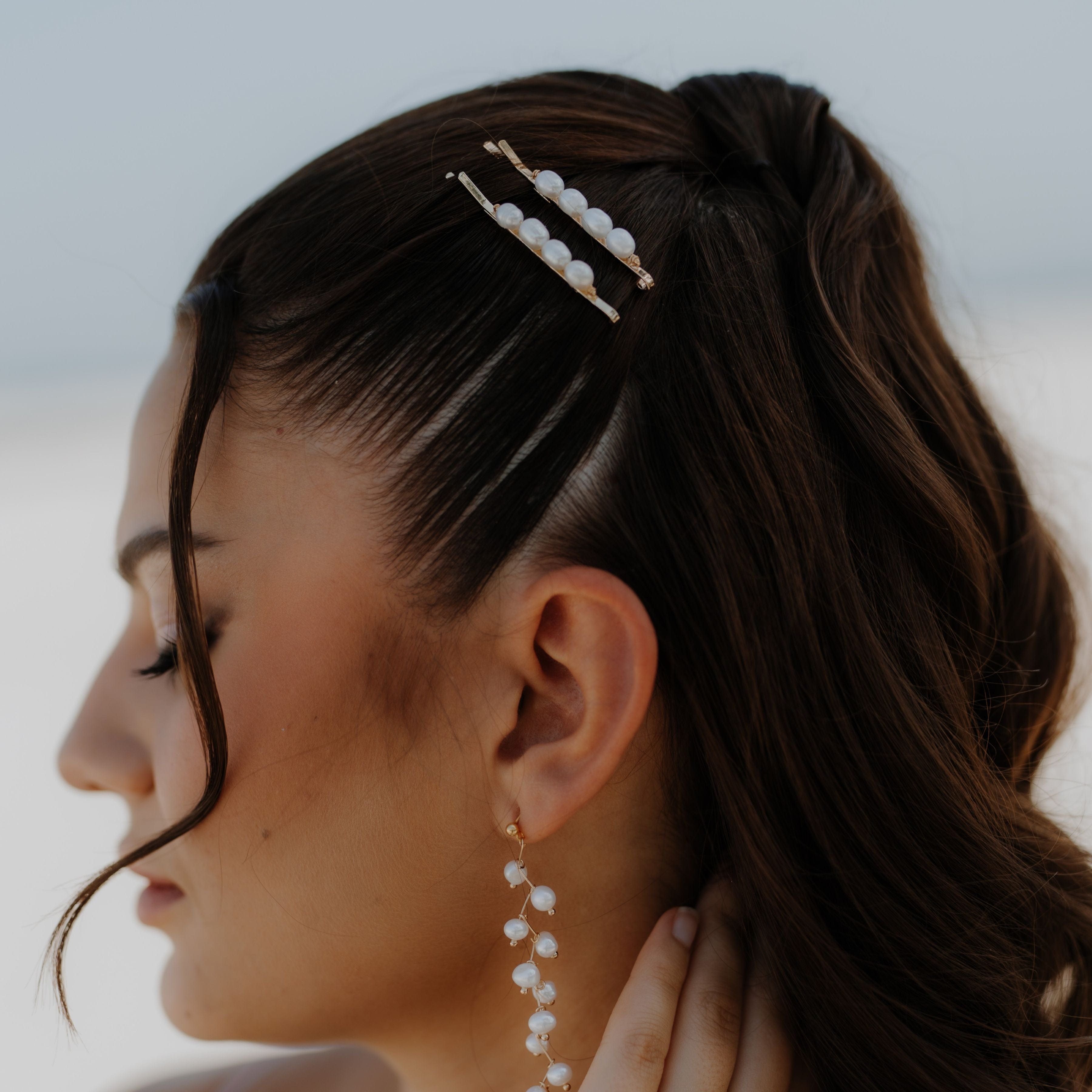 by JoAnn Haarschmuck Haarclip mit Perlen in Weiss oder Rosa