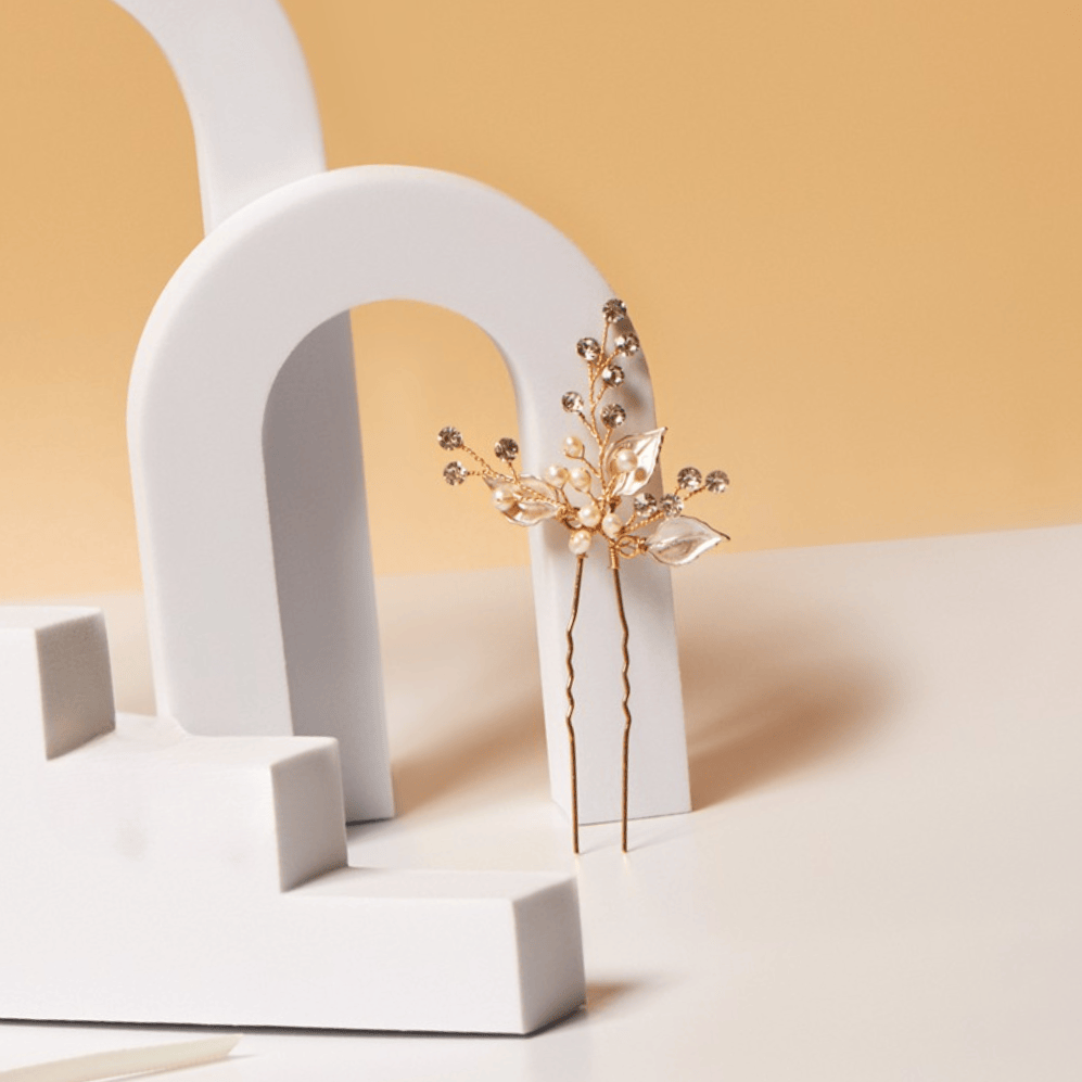 by JoAnn Haarschmuck Haarnadel mit silbernen oder goldenen Blättern