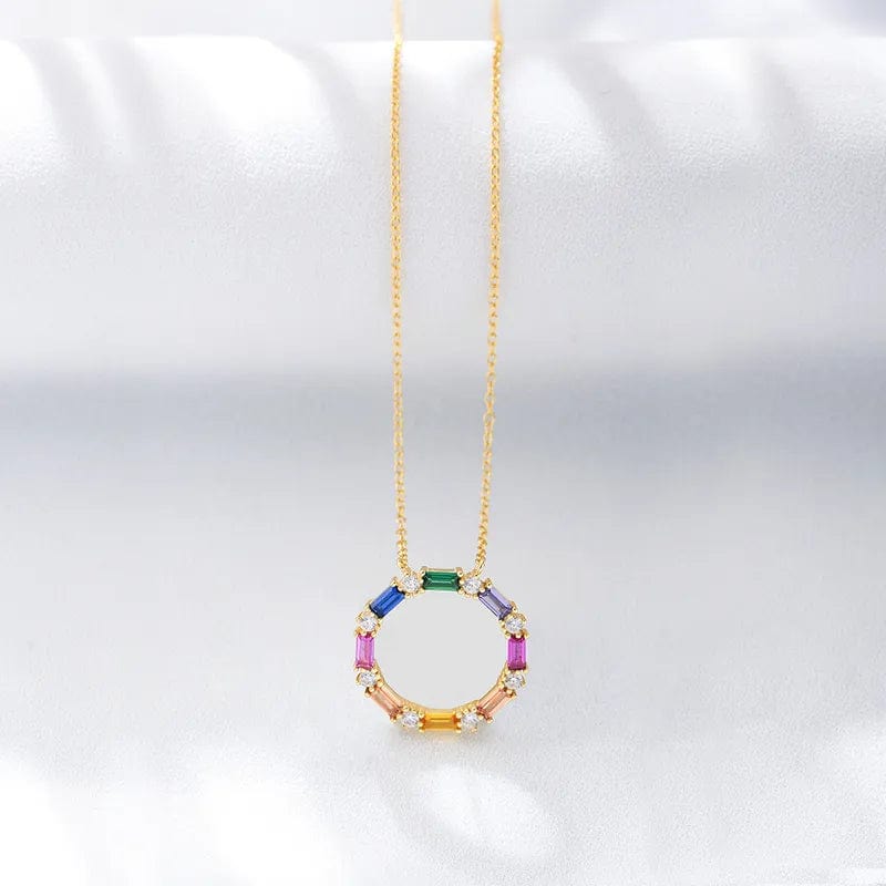 by JoAnn Halsketten Goldfarben Halskette mit Anhänger aus bunten Zirkonia