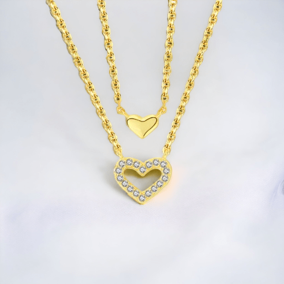 by JoAnn Halsketten Halskette im Layer Design mit Herzanhängern