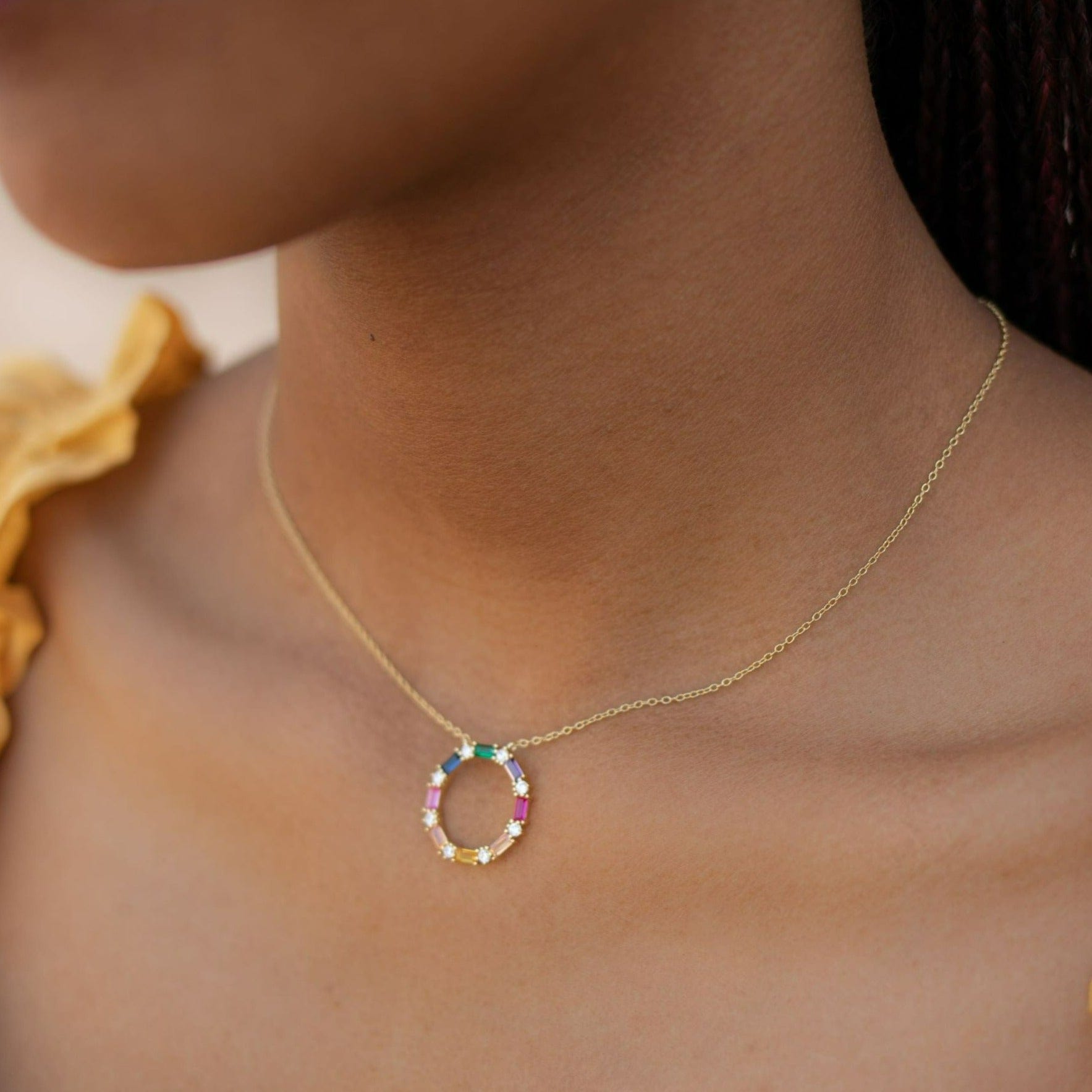 by JoAnn Halsketten Halskette mit Anhänger aus bunten Zirkonia