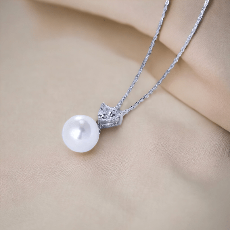 by JoAnn Halsketten Halskette mit Anhänger aus Zirkonia und Perle in Silber