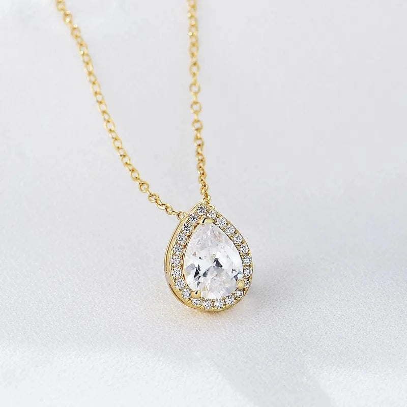 by JoAnn Halsketten Halskette mit Anhänger in Tropfenform in Gold oder Silber