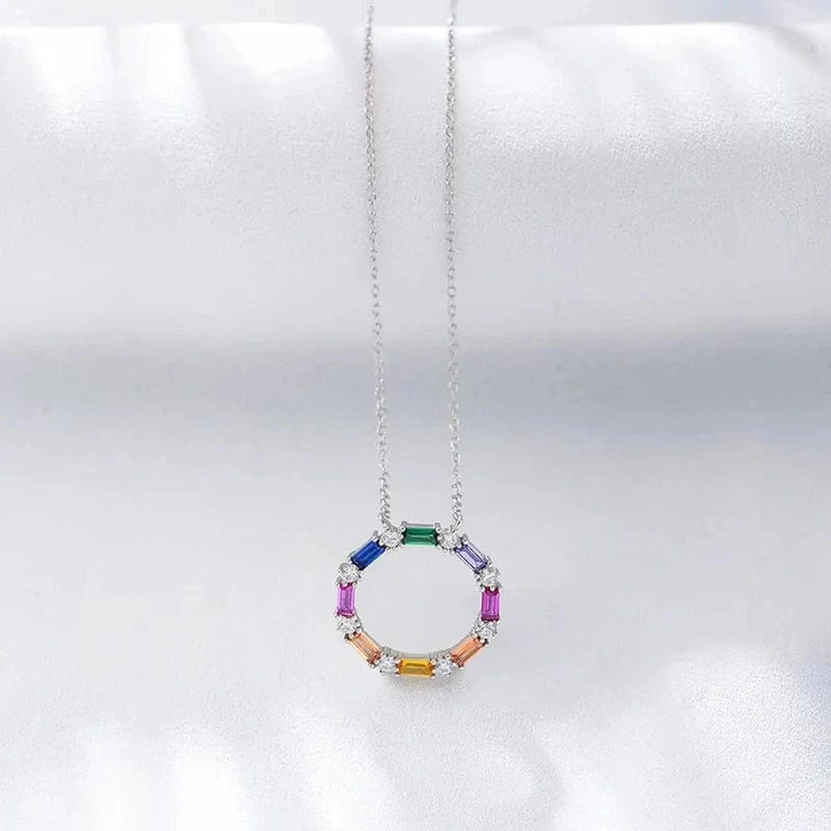 by JoAnn Halsketten Silber Halskette mit Anhänger aus bunten Zirkonia in Gold oder Silber