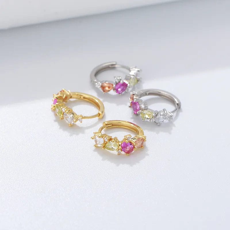 by JoAnn Ohrringe Creolen klein mit bunten Zirkonia