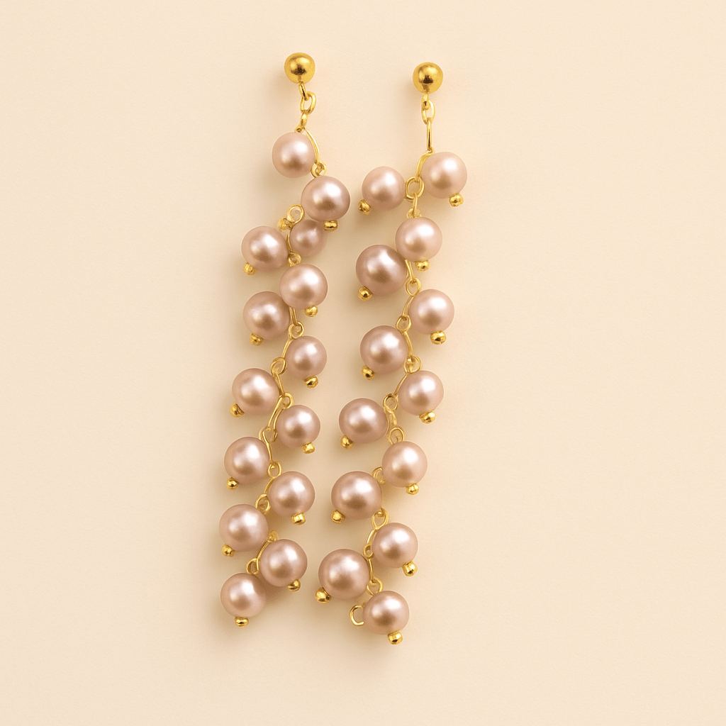 by JoAnn Ohrringe Lila Ohrringe lang mit natürlichen Perlen in Rosa oder Lila/Rosa