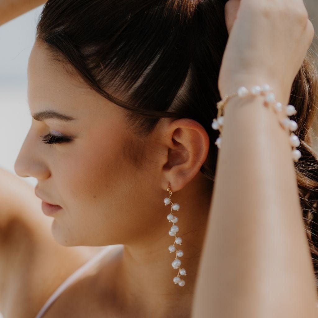 by JoAnn Ohrringe Ohrringe lang mit natürlichen Perlen in Rosa oder Lila/Rosa