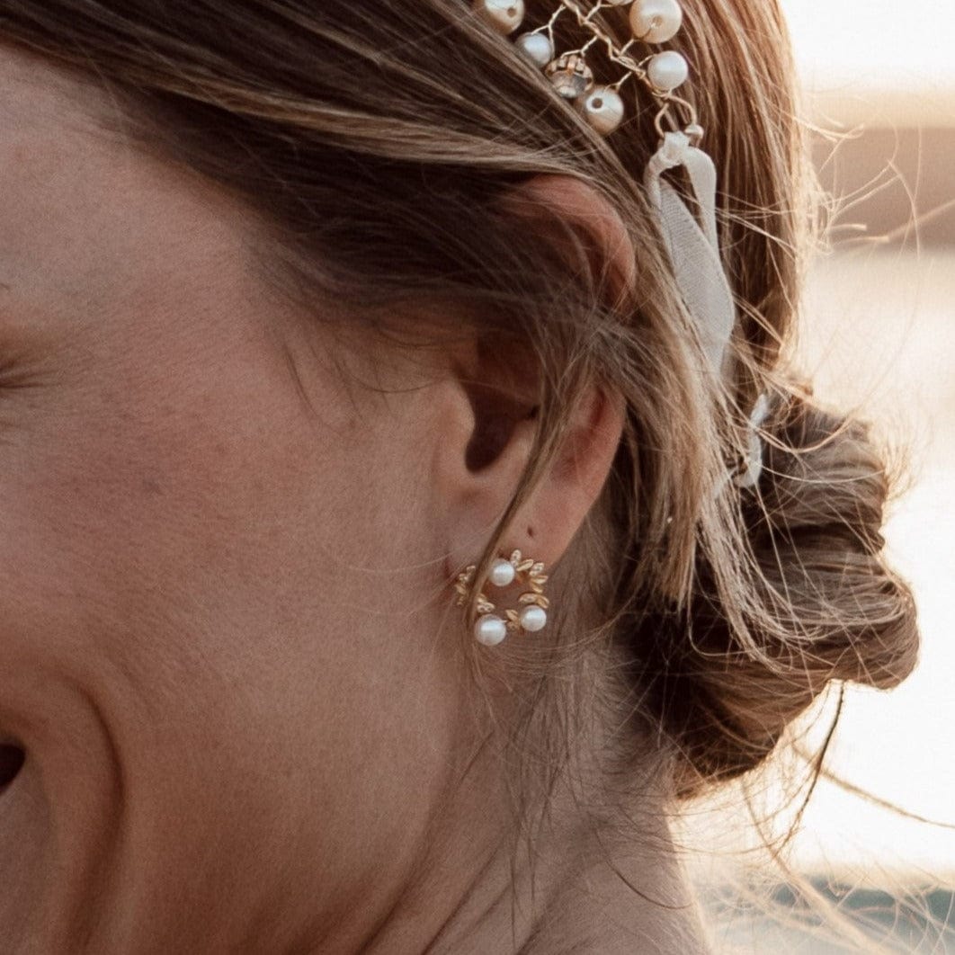 by JoAnn Ohrringe Ohrringe mit Blattmotiv und Perlen