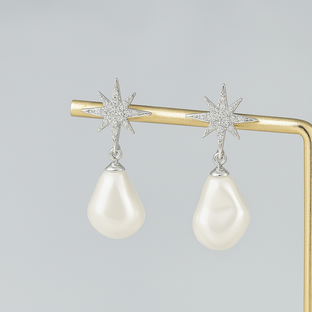 by JoAnn Ohrringe Ohrringe mit Glitzerstern und Perlen-Anhänger