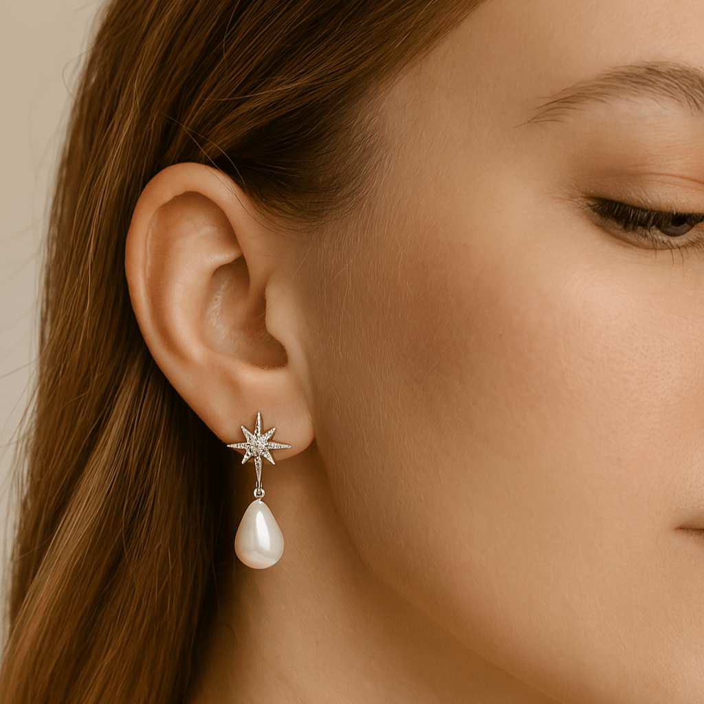 by JoAnn Ohrringe Ohrringe mit Glitzerstern und Perlen-Anhänger