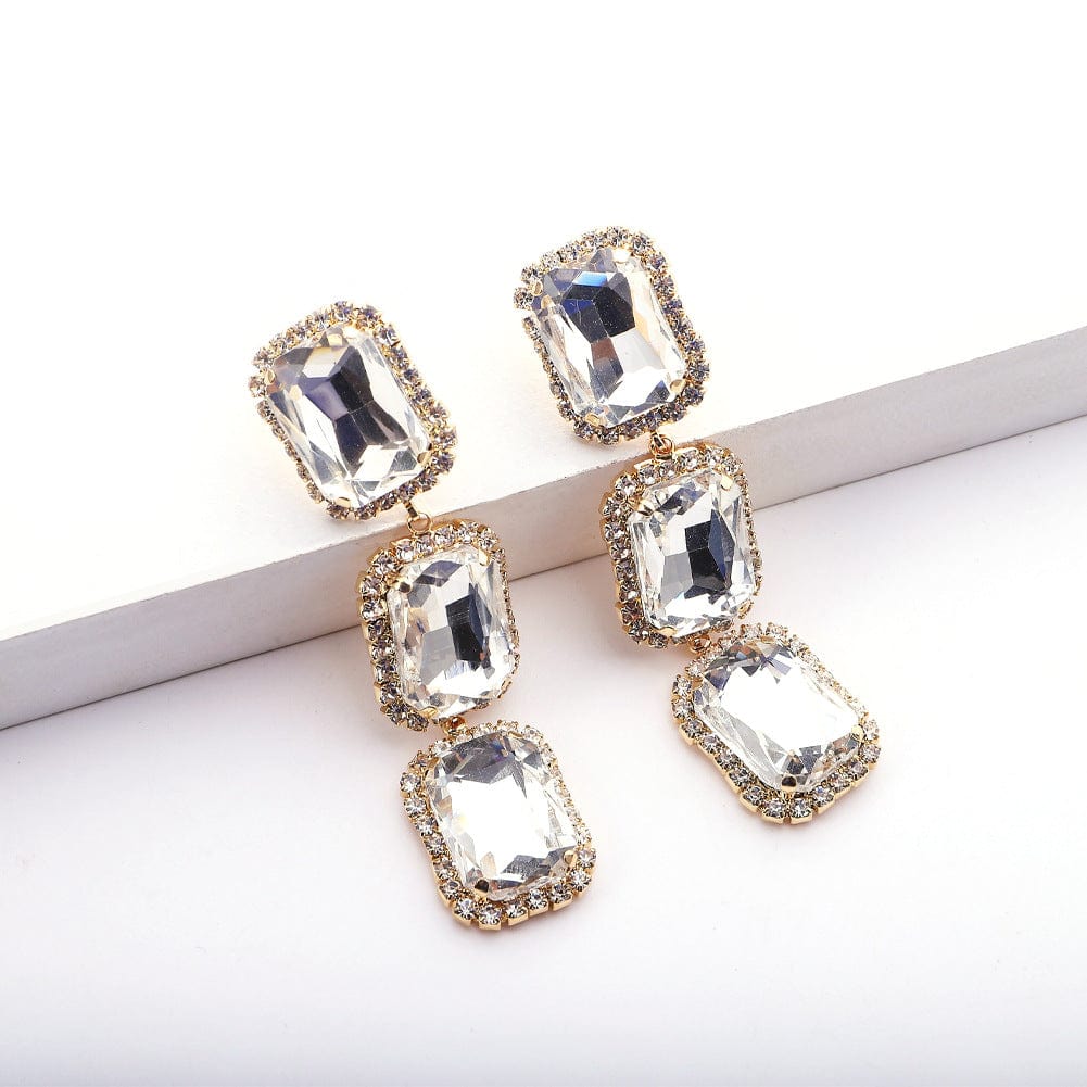 by JoAnn Ohrringe weiss Ohrringe mit drei Strasssteinen