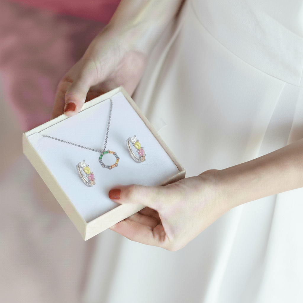 by JoAnn Schmuckset Schmuckset aus bunten Zirkonia in Gold oder Silber