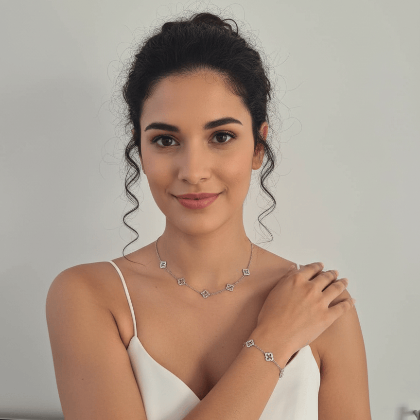 by JoAnn Schmuckset Schmuckset Kleeblätter mit Zirkonia silberfarben