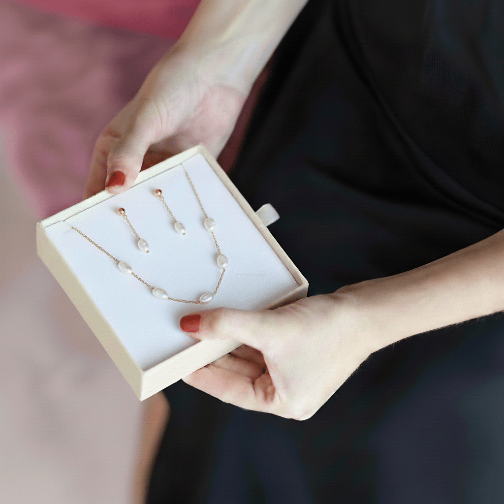 by JoAnn Schmuckset Schmuckset mit schmalen Süsswasser Perlen