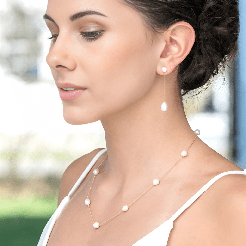 by JoAnn Schmuckset Schmuckset mit schmalen Süsswasser Perlen: Ohrringe und Kette