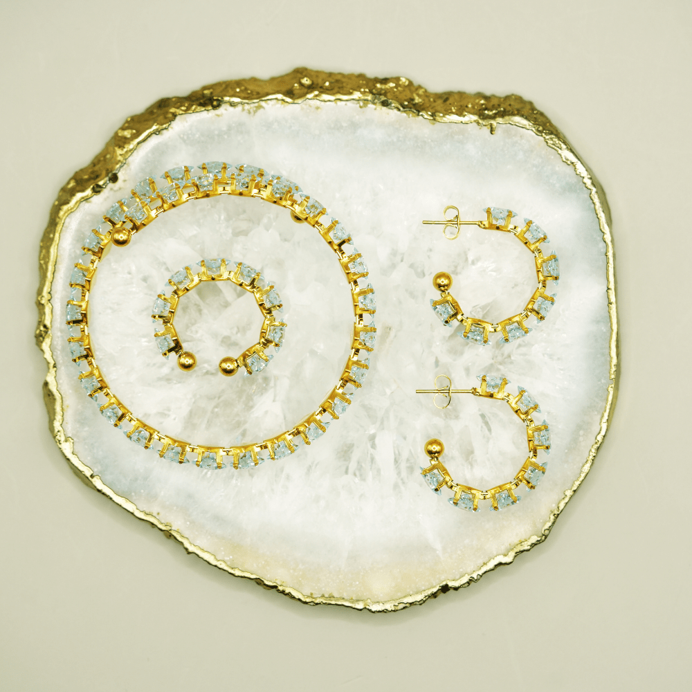 by JoAnn Schmuckset Schmuckset mit Strasssteinen in Weiß, Rot oder Grün