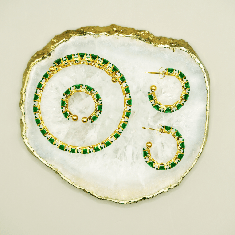 by JoAnn Schmuckset Schmuckset mit Strasssteinen in Weiß, Rot oder Grün
