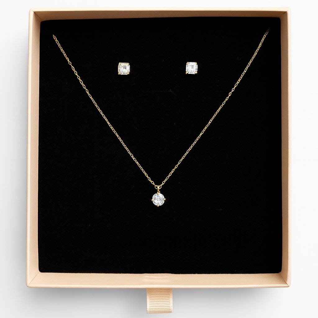 by JoAnn Schmuckset Schmuckset runde Zirkonia vergoldet aus 925 Silber