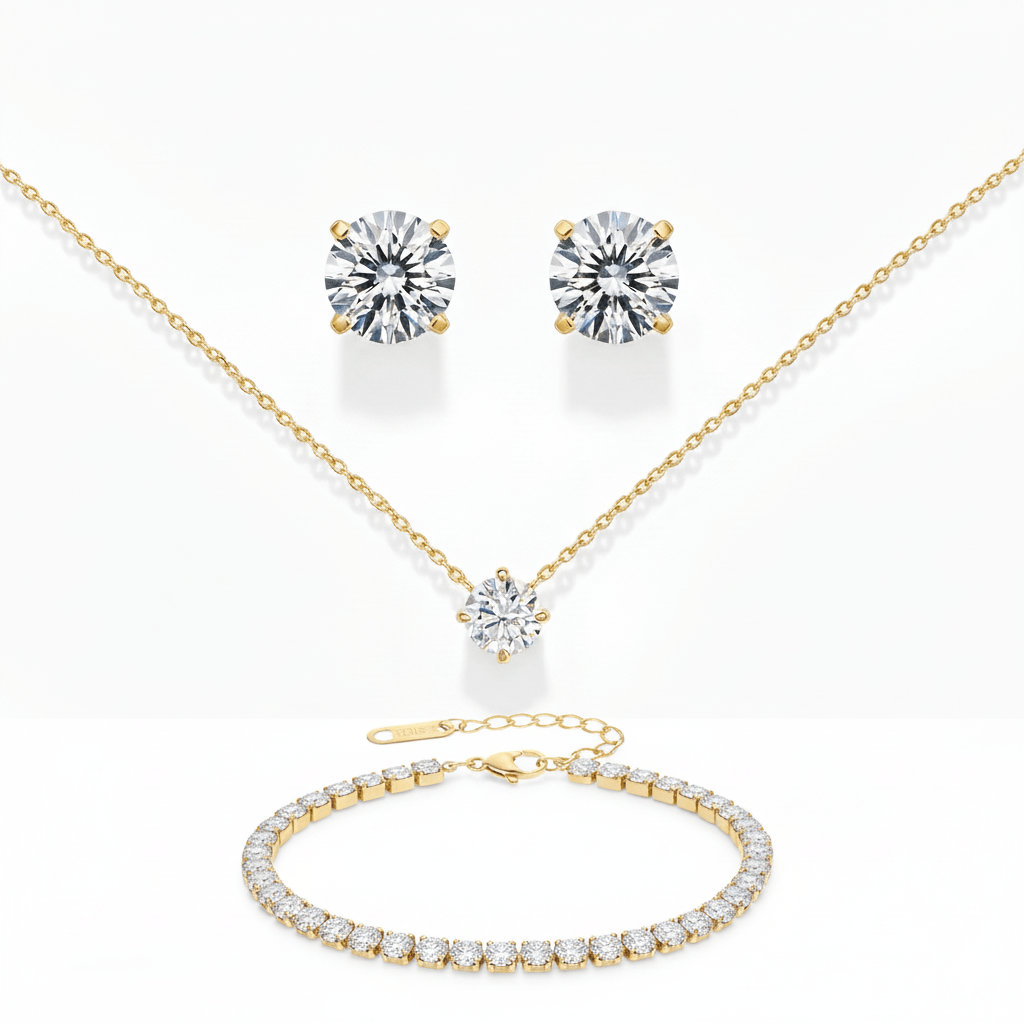 by JoAnn Schmuckset Schmuckset Zirkonia in Gold aus 925 Silber inkl. Armband