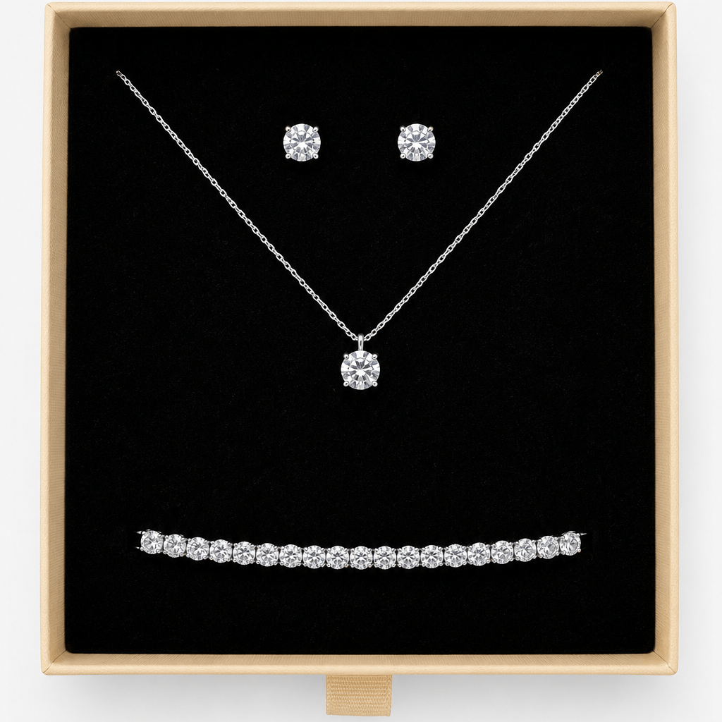 by JoAnn Schmuckset Silber Schmuckset Zirkonia rund - 925 Silber, inkl. Armband