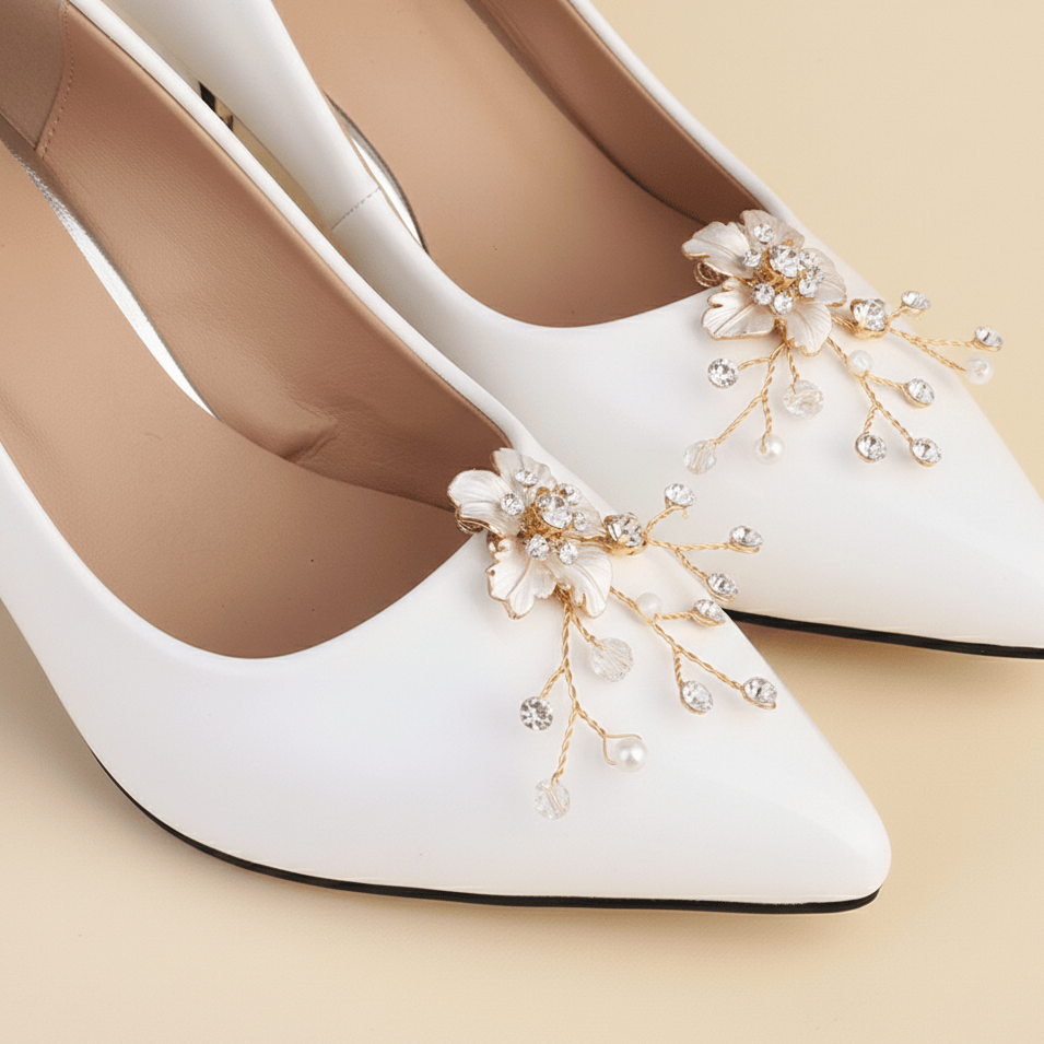 by JoAnn Schuhclip Schuhclips Cherry Blossom – Blüte, Perlen & Kristalle | 2er Set