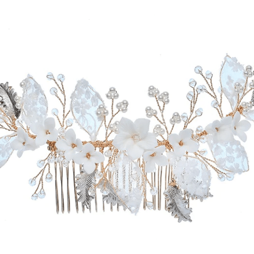 Eisenhardt Company Haarschmuck Haarkamm mit Spitze und floralen Elementen