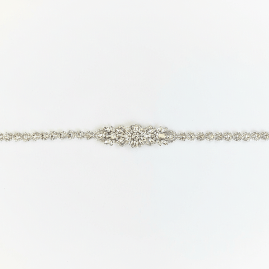 Farinosa Bridal Brautgürtel Brautgürtel mit eleganten silbernen Kristallen