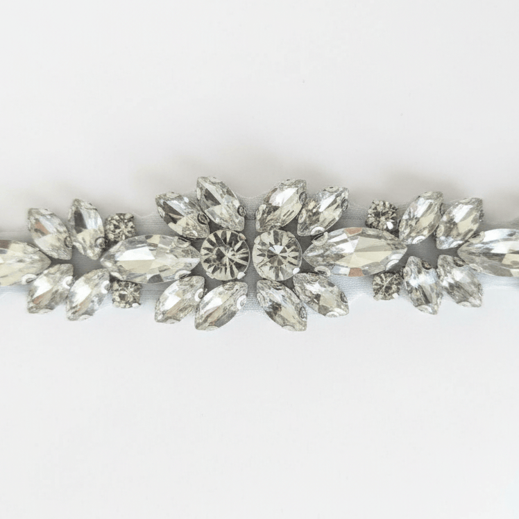 Farinosa Bridal Brautgürtel Brautgürtel mit silbernen Strasskristallen