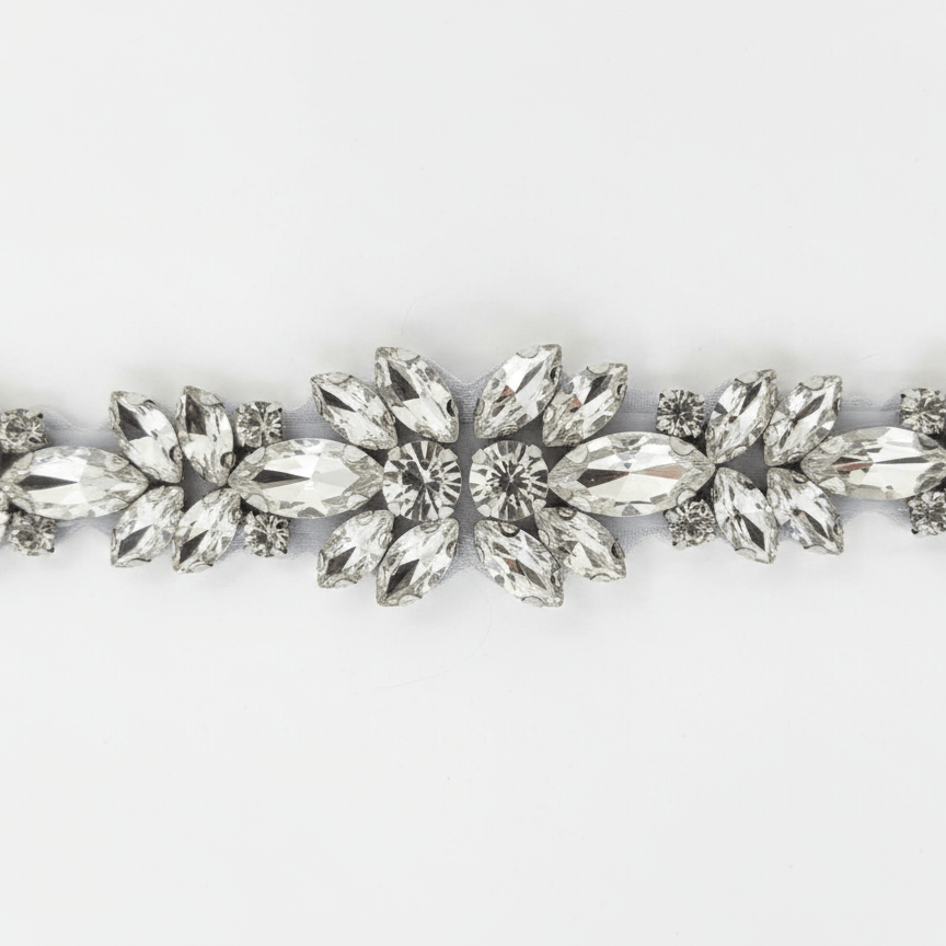 Farinosa Bridal Brautgürtel Brautgürtel mit silbernen Strasskristallen