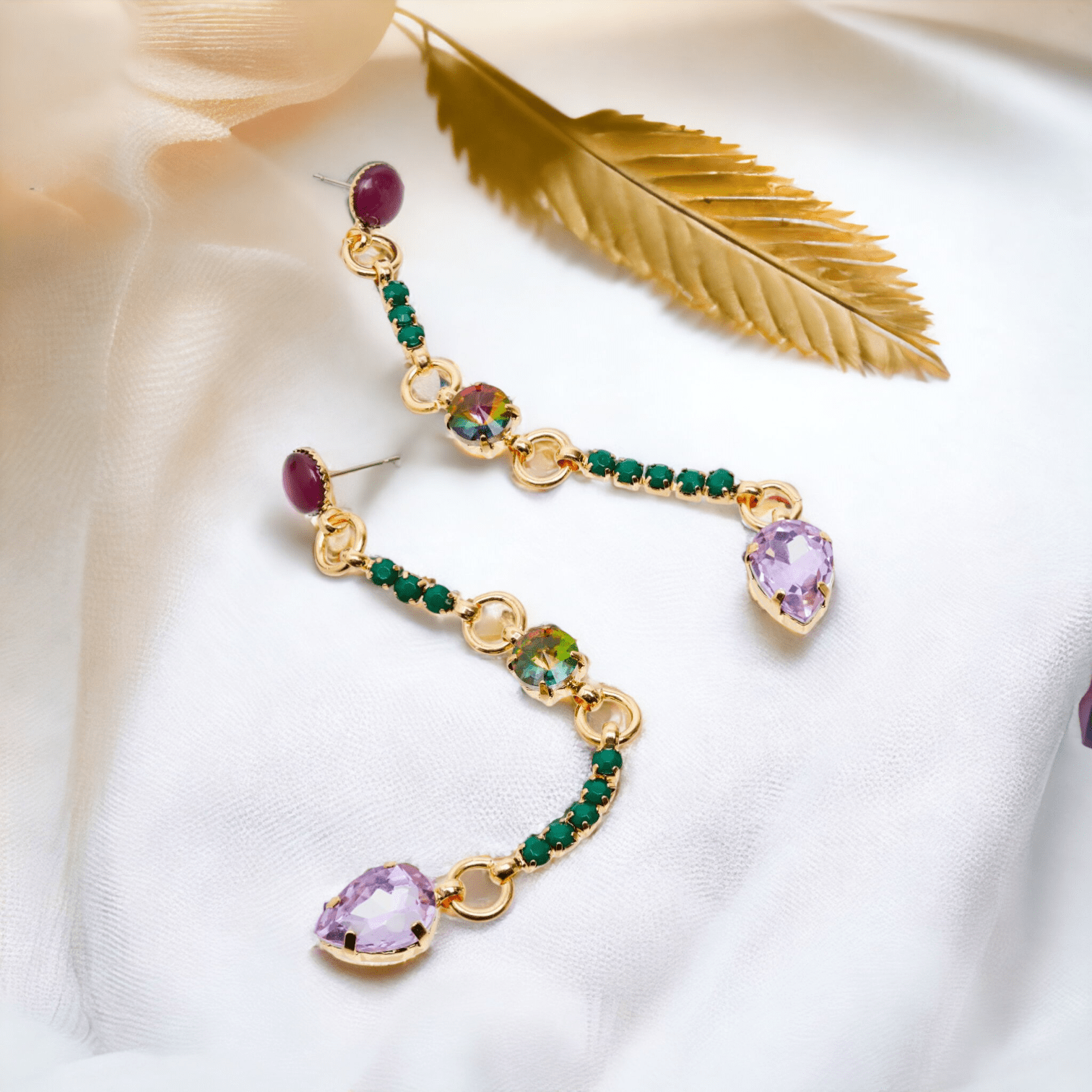 Nalí Ohrringe Ohrringe lang mit multifarbenen Glassteinen