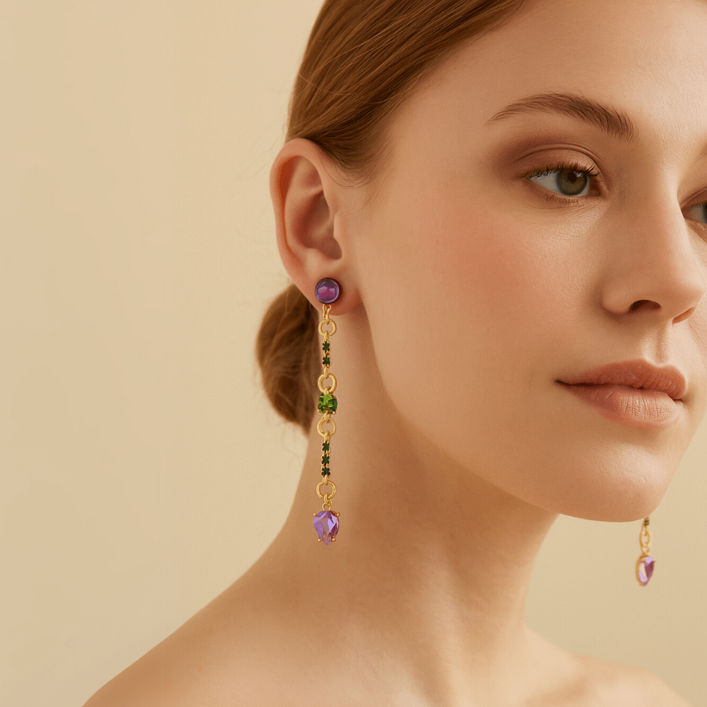 Nalí Ohrringe Ohrringe lang mit multifarbenen Glassteinen