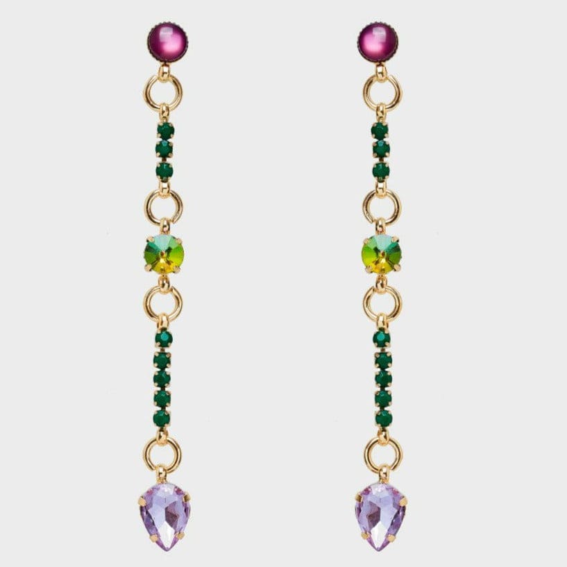 Nalí Ohrringe Ohrringe lang mit multifarbenen Glassteinen