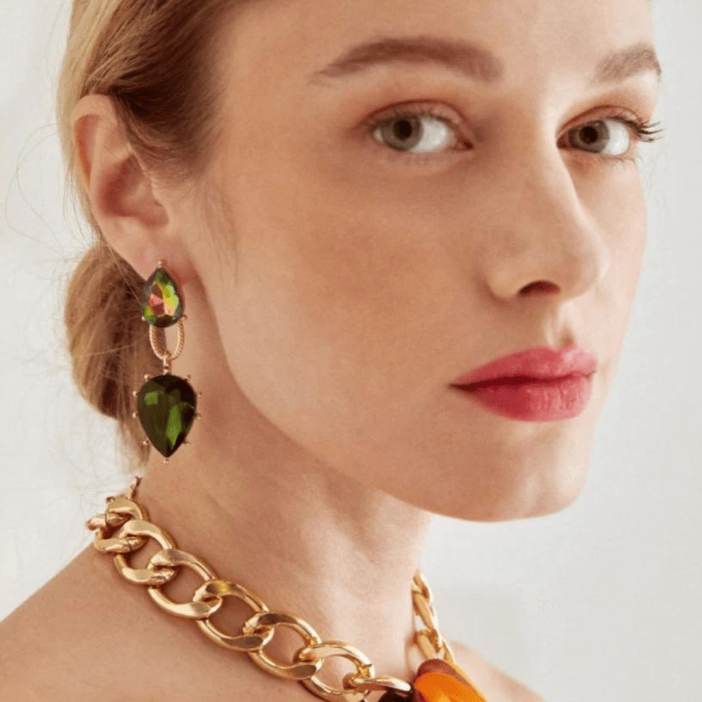 Nalí Ohrringe Ohrringe mit grünen Glassteinen