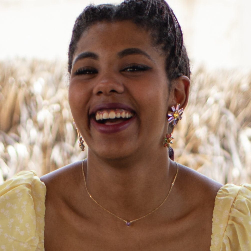 Nalí Ohrringe Ohrringe mit grünen und rosa Glasblumen