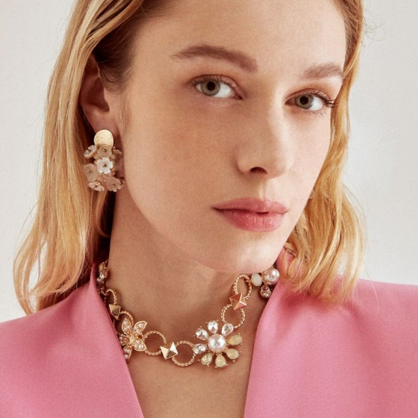 Nali Schmuckset Schmuckset mit weissen Glasblüten