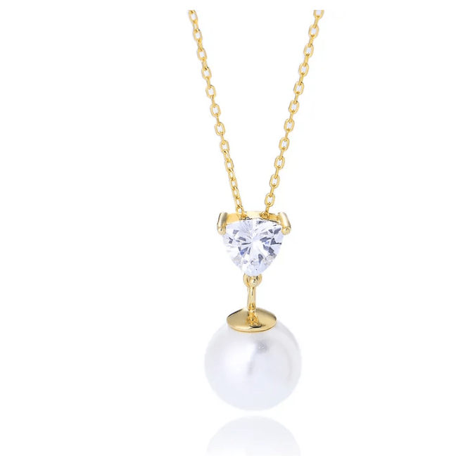 by JoAnn Halsketten Halskette mit Anhänger aus Zirkonia und Perle in Gold oder Silber