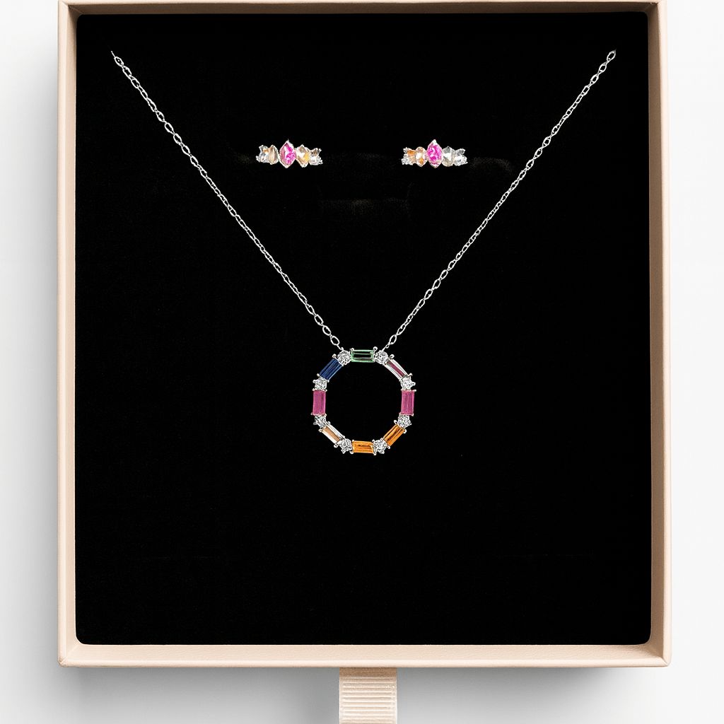 by JoAnn Schmuckset Schmuckset aus bunten Zirkonia in Gold oder Silber