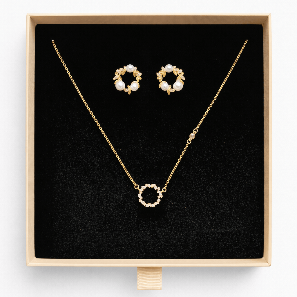 by JoAnn Schmuckset Schmuckset Gold mit Perlenkreis