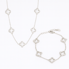 by JoAnn Schmuckset Schmuckset Kleeblätter – Halskette & Armband mit Zirkonia silberfarben
