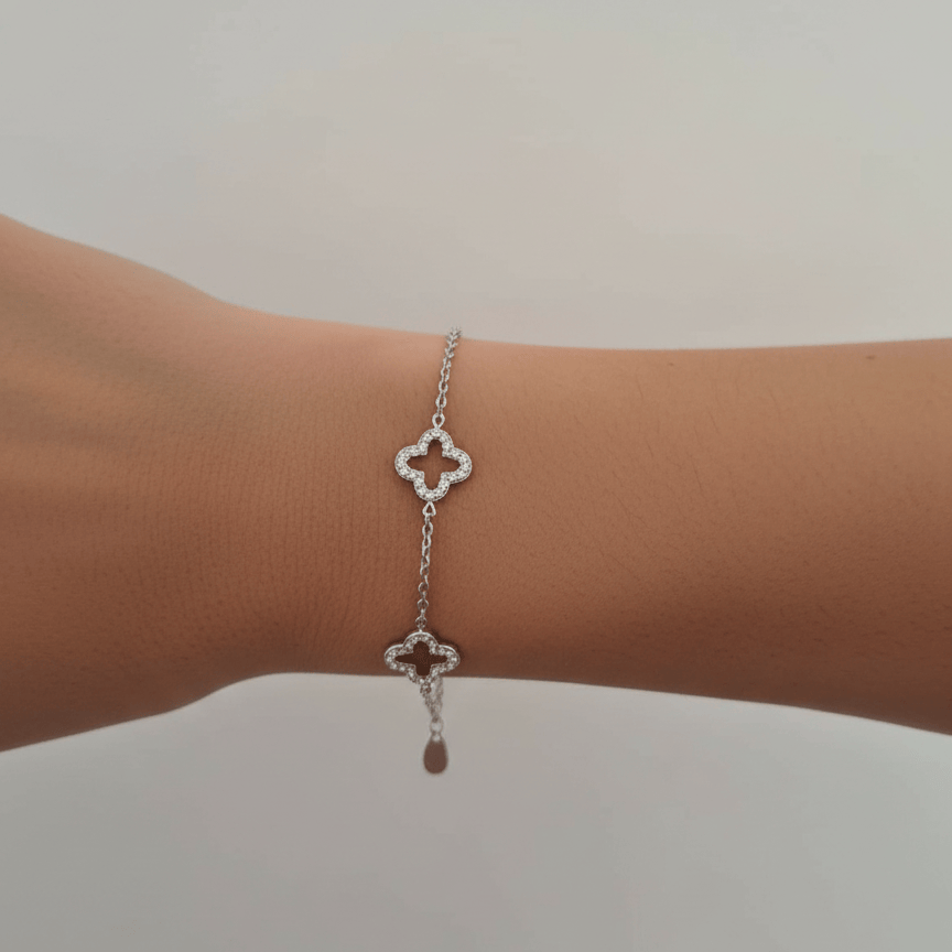 by JoAnn Schmuckset Schmuckset Kleeblätter mit Zirkonia silberfarben