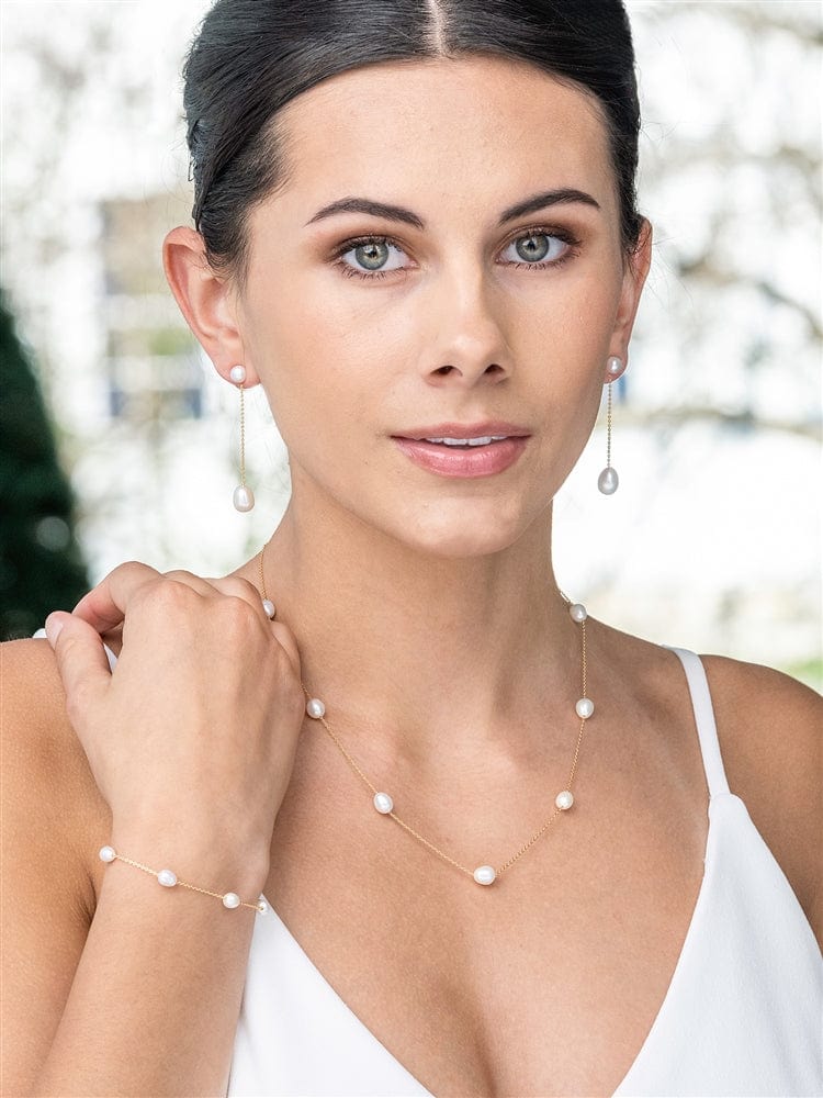 by JoAnn Schmuckset Schmuckset mit Süsswasser Perlen: Armband, Kette, Ohrringe