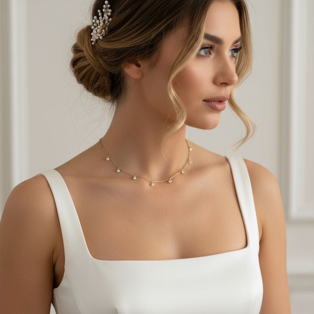 by JoAnn Schmuckset Schmuckset mit zarten Kristallanhängern vergoldet