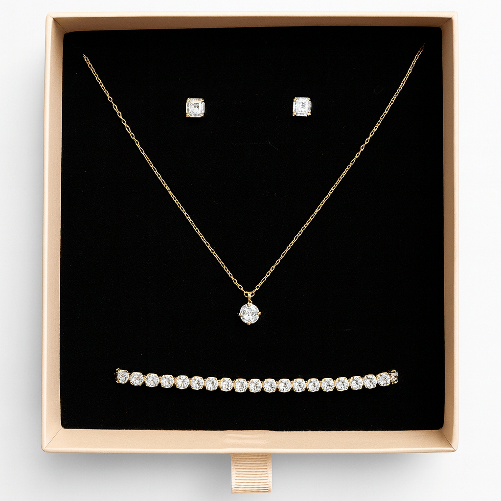 by JoAnn Schmuckset Schmuckset Zirkonia in Gold aus 925 Silber inkl. Armband