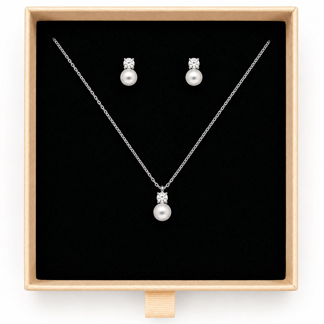 by JoAnn Schmuckset Silber Schmuckset Perlen und Zirkonia in Silber oder Gold