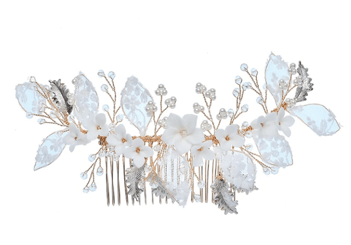 Eisenhardt Company Haarschmuck Haarkamm mit Spitze und floralen Elementen